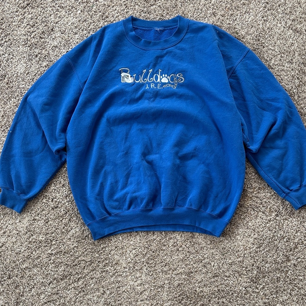 Vintage Men’s Large Jerzees Cotton Single Stitch Embroidered Graphic Crewneck